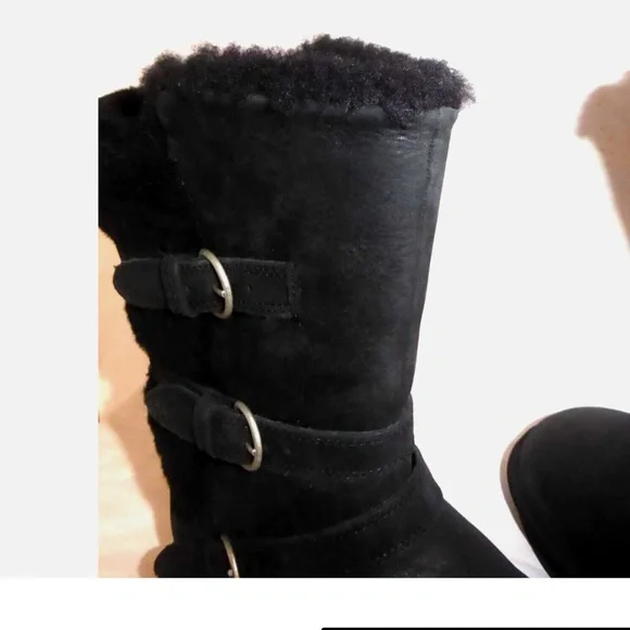 🎈FINAL SALE UGG Becket Black Distressed Leather Boots NEW * - Picture 7 of 16